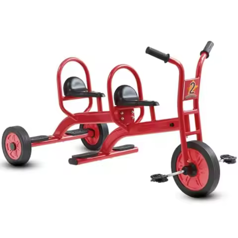 Tandem-Red Tricycle for Toddler Ages 3+ Preschool Balance Bike with Non-Slip Pedal and Airless Rubbe
