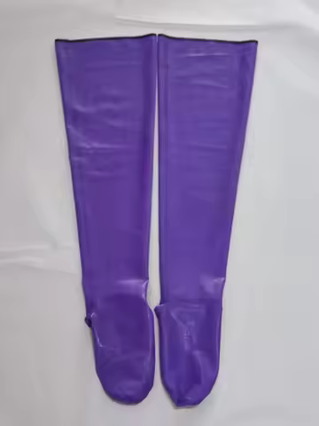 Latex Rubber Jumpsuit Uniform Catsuit Costume Purple&Black Stocking Halloween