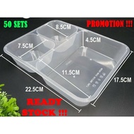 (STACKABLE) 3 Compartment PP Lunch Box with DOME LID (CB-1200TC) [40-60Sets] READY STOCK BORONG WHOL