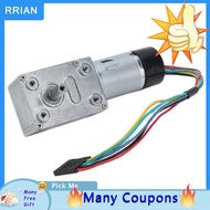 Rrianfo JGY‑370 DC Worm Gear Motor with Encoder Biaxial 14mm Output Shaft 24V