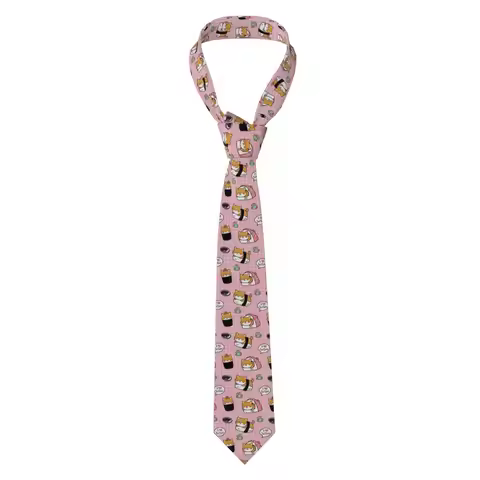 Cute Shiba Inu Sushi Pattern Necktie Unisex Silk Polyester 8 Cm Wide Neck Ties for Mens Suits Access