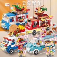 Lego City Street View Dry Package Truck Gourmet Dining Truck Small Particle Building Blocks Assembling Education