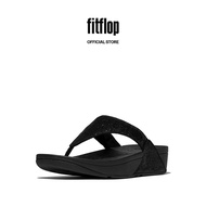 FitFlop LULU Women's Crinkled-Shimmer Toe-Post Sandals - Metallic Black (E1A-565)