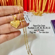 10k Pure Gold Diacut Heart Designs with PaperClip Chain