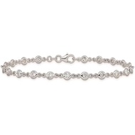 18k White  Diamond Station Bracelet, 1.00 Ct, Solid Real , 7.5", Elegant Gift for Women