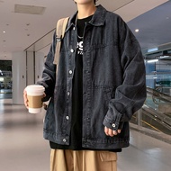 Jaket Denim Retro Amerika untuk Lelaki, Jaket Pakaian Kerja Jepun Bersaiz Besar Musim Bunga dan Musi