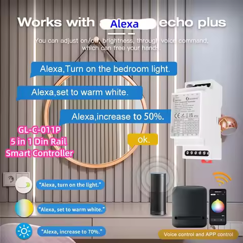 Zigbee 3.0 GL-C-011P 5 in 1 Din Rail RGBCCT/RGBW/RGB/WWCW CCT/Dimmer DC12-54V LED Strip Controller A