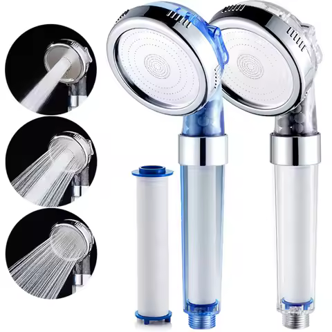 Filtered Shower Head High Pressure Water Saving Nozzles 3 Modes Adjustable Shower Head Massage Bathr