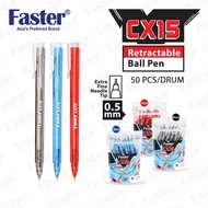 Faster BP-CX15-50 0.5mm Ball Point Pen (50 pcs) (Black/Blue/Red)