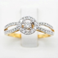 Happy Jewelry แหวนเพชรของแท้ ล้อม ก้านคู่รายล้อมด้วยเพชรด้านข้าง  ทองแท้ 9k 37.5% ME560