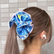 Oversized Two-Tone Scrunchie – Blue & Blue
