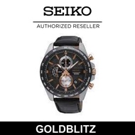 Seiko Men's SSB265P1 Chronograph 100m Black Leather Strap Watch