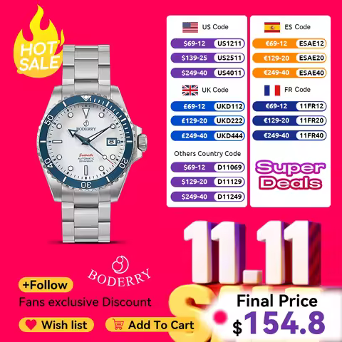 Boderry Titanium Diver Watch Automatic Mechanical Wristwatch Mens For Seiko Sport 200M Waterproof Lu