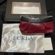 FURLA 酒紅色化妝包 手拿包