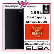 ELBA 185L Single Door Fridge ER-Q1858(BK) Peti Ais Sejuk | Energy Saving Fridge | Refrigerator R600a