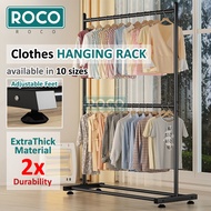 ROCO Double Pole Clothes Rack Rak Baju Penyangkut Pakaian Cloth Drying Rack Hanging Garment Organizer Ampaian 衣架