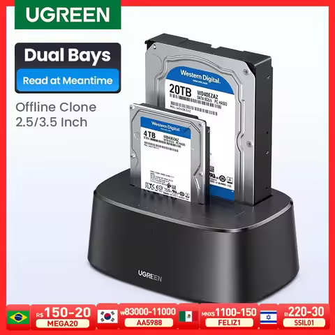 UGREEN HDD Docking Station SATA to USB 3.0 Adapter for 2.5 3.5 SSD Disk Case HDD Box Dock Hard Drive