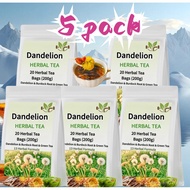 5pack Dandelion Herbal Tea, Liver Detox Tea, Dandelion Tea Organic, Liver Kidney Cleanse & Detox wit