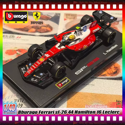 Bburago 1:43 F1 -2026 Ferrari Sf-26 44-Hamilton 16-Leclerc Simulation Alloy Vehicle Collectible Disp