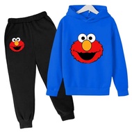 Children's Printed Hoodie+pants Set Hood And Pants Elmo Anime Clothing For Boys And Girls Aged 3 To 12