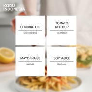 Kodu Waterproof Sauce & Oil Bottle Sticker Label - Waterproof Plastic Sticker for Soy Sauce, Kitchen