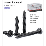 （Fast delivery）1box Wood/Metal Black Screw Wood/Metal 1'~3'inch flat head Screws Gypsum Screw Black 