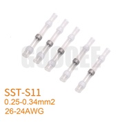 5/10Pcs SST-S11 White Heat Shrink Butt Wire Connector 24-26AWG Waterproof Tinned Copper Solder Seal Terminal Kit Set