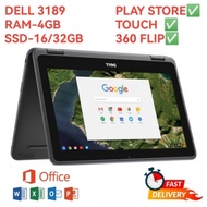 【Refurbished】Chromebook Dell 3189 Yoga 360 Flip Touch Screen Ram-4gb Ssd-16/32gb