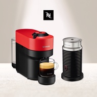 【臻選厚萃】Nespresso Vertuo POP 膠囊咖啡機 魅惑紅+黑色奶泡機