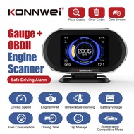 KONNWEI KW206 OBD2 Car On-Board การใช้งานเชื้อเพลิงเครื่องวัดอุณหภูมิน้ำ Tester อ่านล้างรหัสข้อผิดพลาดข้อมูล OBD การวินิจฉัยเกจวัดอุณหภูมิหม้อน้ำ