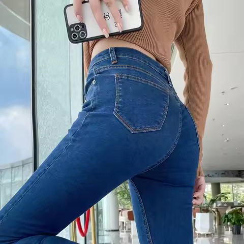 Y2k Women's Jeans Elastic Slim Fashion Pencil Pants Streetwear Jean Female Clothing Vintage Skinny J