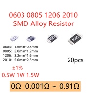 20pcs 0603 0805 1206 2010 SMD Alloy Resistor 1mR 0.002R 0.003R 0.005R 0.01R 0.02R 0.03R 0.04R 0.05R 