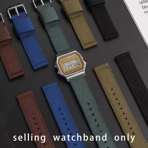 Canvas watch strap 18MM for Casio small gold nugget F-91W AQ230 A158WE A159 AE-1200 nylon watch stra