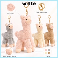 WITTE Alpaca Plush Keychain, Cute Gold Tone Clasp Alpaca Bag Charm,  Mini Key Accessories Alpaca Plu
