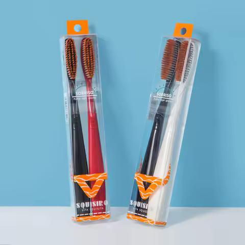 2pack high quality super long head soft toothbrush volcanic bristles double clean and comfortable ex
