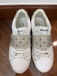 Philipp Plein 白色水鑽鉚釘休閒鞋