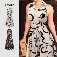 Lovito Plus Size Curve Elegant Dress Ditsy Floral Autumn Winter Dress for Women LNL70130