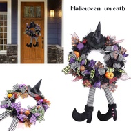Halloween Garland Door Hanging Wreath Witch Hat Haunted House Decoration Wall Hanging Pendant Party 