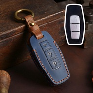 2/3 Bottons Leather Car Key Case Fob Cover Shell Keychain for Mitsubishi Outlander 2023  Car Smart Remote Key Holder Acc