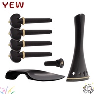 YYE violin tailpiece Set, Complete Set Ebony Material Violin Accessory Parts Set, Premium 4/4-3/4 Si