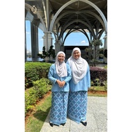 Baju Kurung Batik Baby Blue Ironless Saiz S - 6XL Plain Loose Plus Size Ready Stock Raya Baju Raya 2