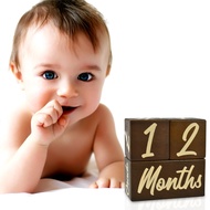 Wooden Block Indicating Age 60x60mm Brown (3 Pieces/Set) Newborn To Older Children Week Month Year B