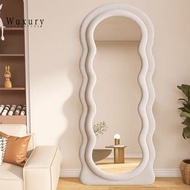 Wuxury Furniture กระจกเต็มตัวมินิมอล กระจกตั้งพื้น กระจกเกาหลี กระจกแต่งตัว กระจกมินิมอล minimal หุ้มผ้ากำมะหยี่ สูง 170 กว้าง 70 cm minimal สีขาวออฟไวน์