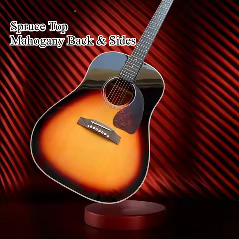 J45 Dreadnought Sunburst Vintage Acoustic Guitar Spruce Top Mahogany Back Sides Tortoiseshell Pickgu