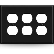 ELEGRP 3-Gang Duplex Receptacle Wall Plates, Mid-Size 4.88" H x 6.75" L Unbreakable Thermoplastic Fa