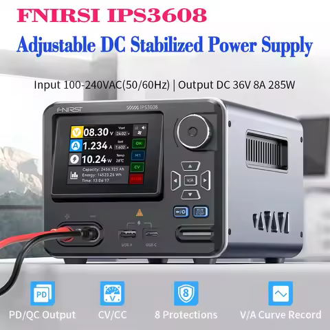 FNIRSI IPS3608 Adjustable DC Voltage Current Regulator Power Supply 36V 8A 285W Lab Bench Multi Prot