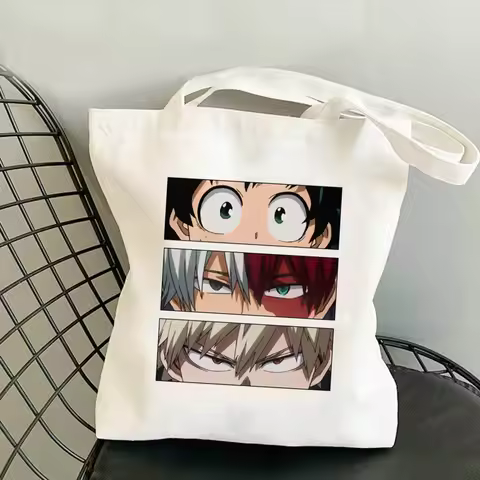 Deku Bakugou Katsuki Todoroki Anime Bolsa De compras Shopper lona Eco Tote Bolsas reutilizables De T