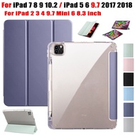 For iPad 7 8 9 10.2 inch 5 6 9.7 2017 2018 Fashion Tri-fold PU Leather Drop Resistant Stand Flip Cover For iPad 2 3 4 9.7 Mini 6 8.3 inch Smart Magnetic Auto-Sleep Tablet Case