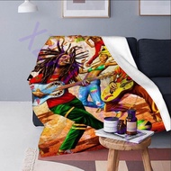 Living room, bedroom, sofa bed, maple leaf velvet blanket for picnic, Bob Marley music decoration reggae blanket 04