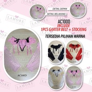 Women's Clothing Accessories Stocking Garter Belt Lace Pink Premium Ac100D